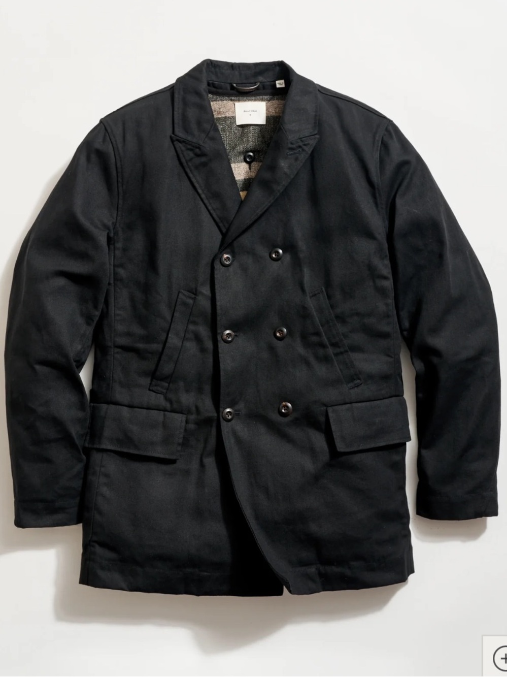 Billy Reid Black Waxed Canvas Bond Peacoat